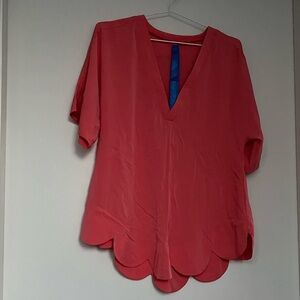 Kit and Ace Scallop Hem V-Neck Top